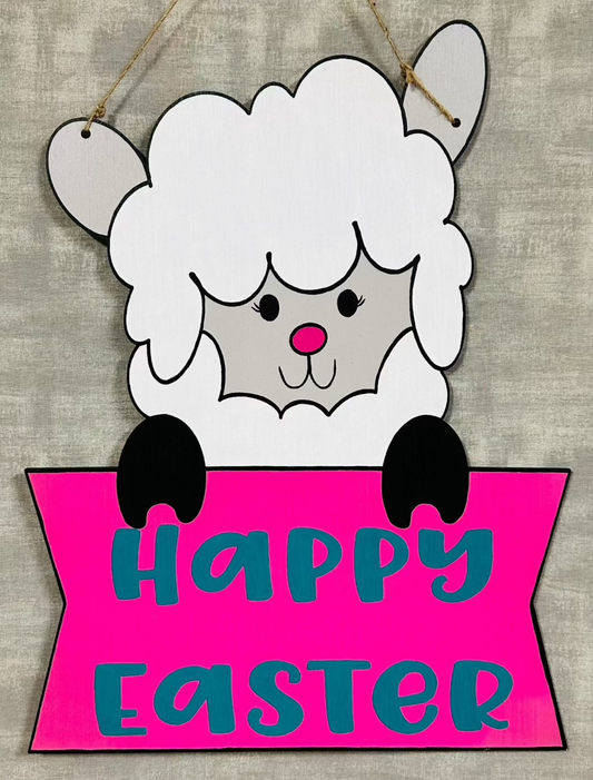 Happy Easter Sheep Door Hanger