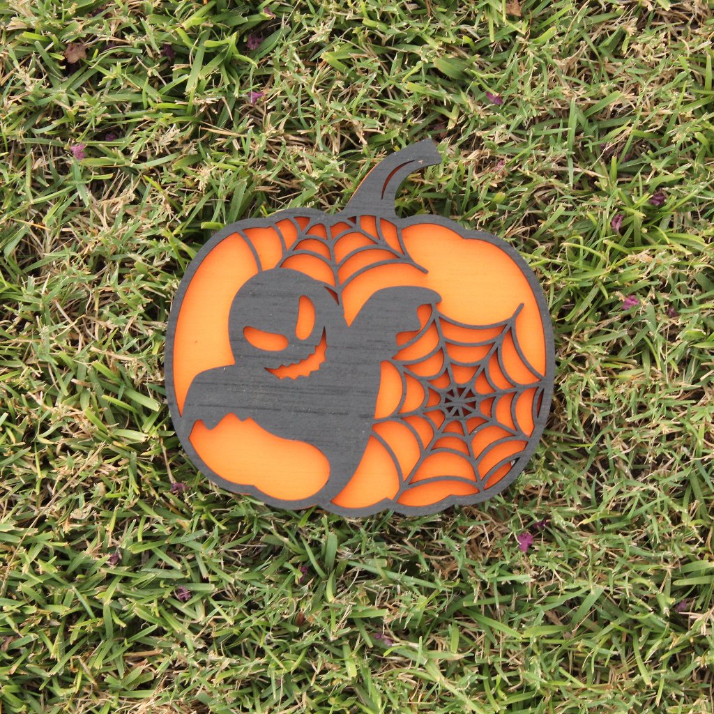 Spooky Ghost and Spider Web Ornament